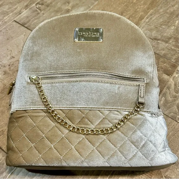 NWT bebe velvet backpack bebe | Bags | Bebe Pink Velvet Backpack With Rhinestones And  main image 4